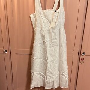 Quince White Linen Strappy Midi Dress